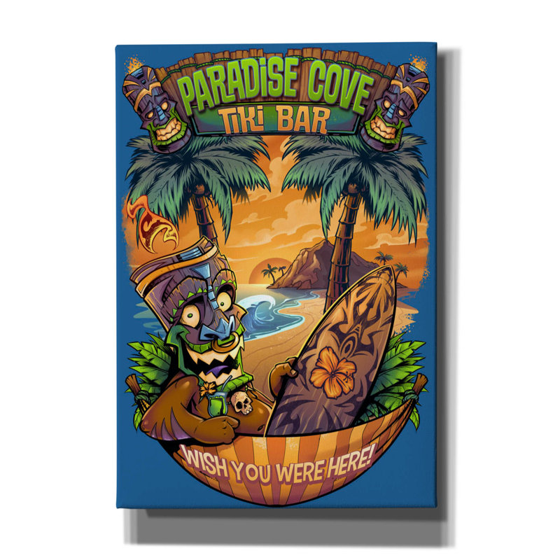 «Tiki Man Hammock» par Flyland Designs, art mural sur toile, H 26 po x l 18 po x P 0,75 po