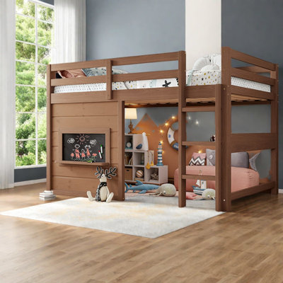 Lit mezzanine peu encombrant avec rangement, lit simple en bois aggloméré rustique pour la maison