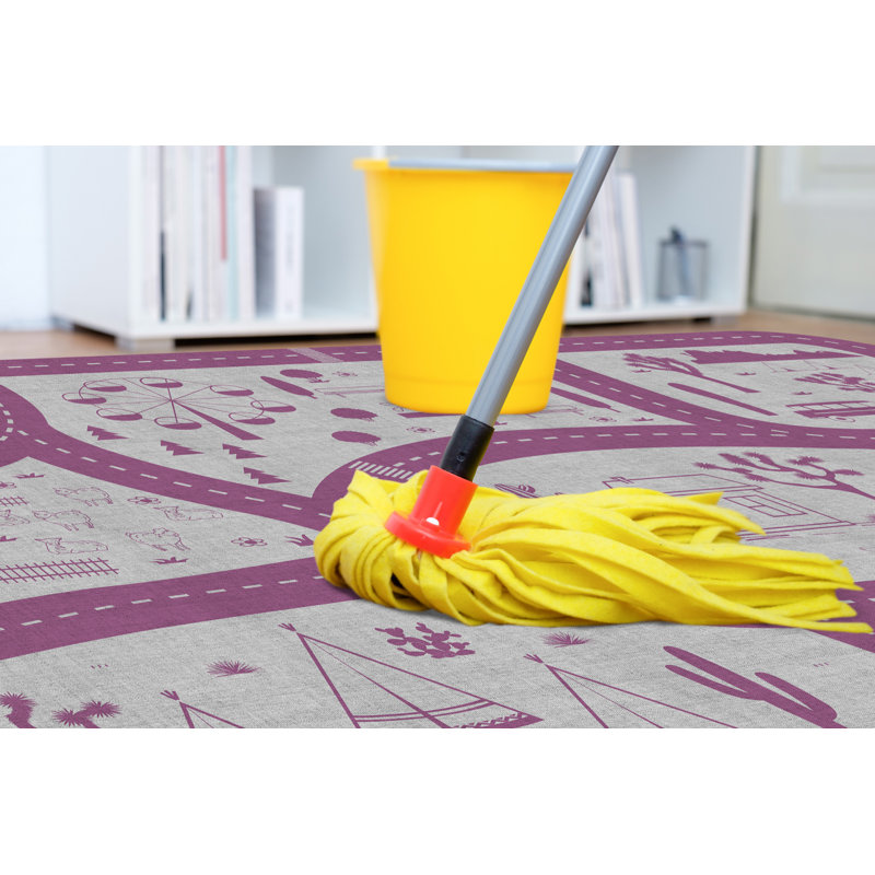 Cadysse Vinyl Machine Printed Area Rug, Rectangle 3'3.4" x 4'11.1"
