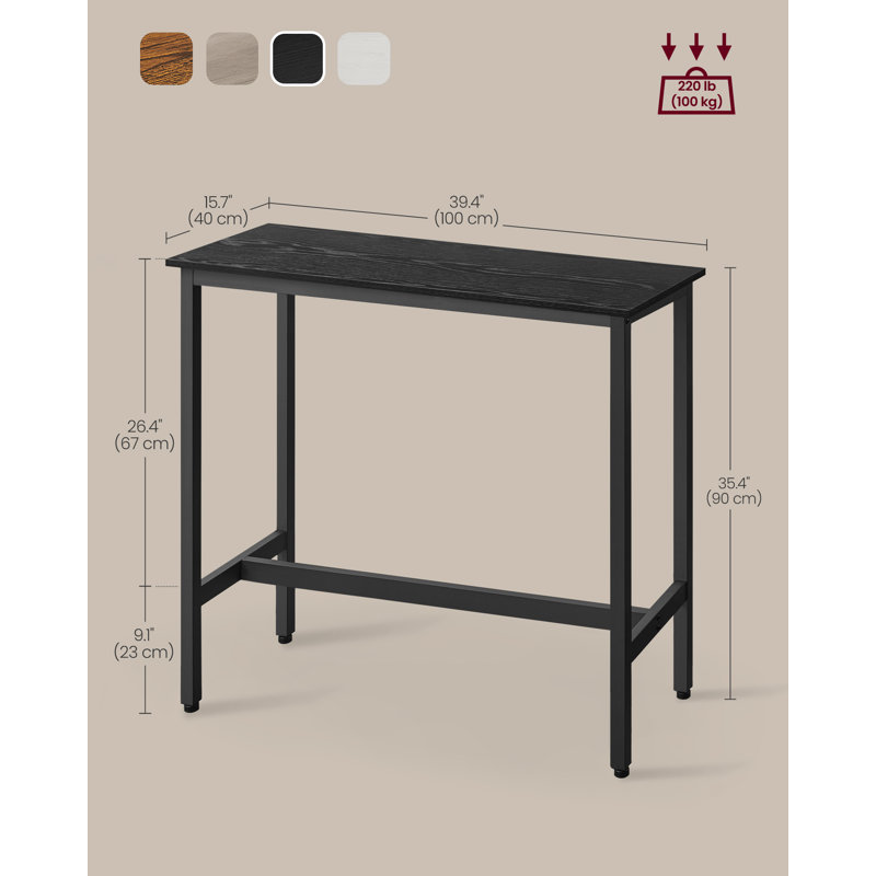 Bar Table, 35.4"H x 39.4"L x 15.7"W, Ebony Black