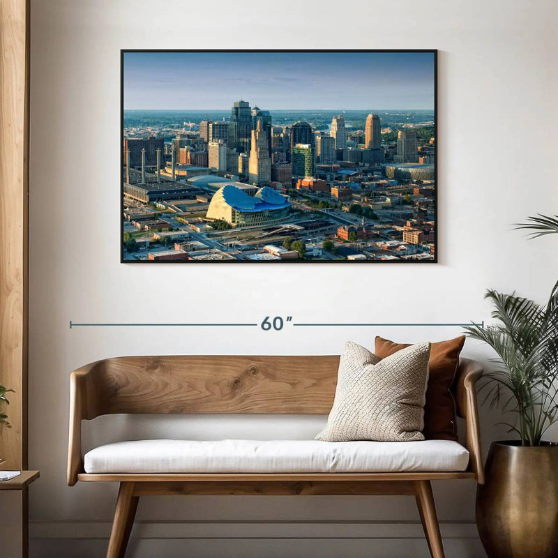 Centre-ville de Kansas City, 25 po x 17 po, Cadre flottant noir
