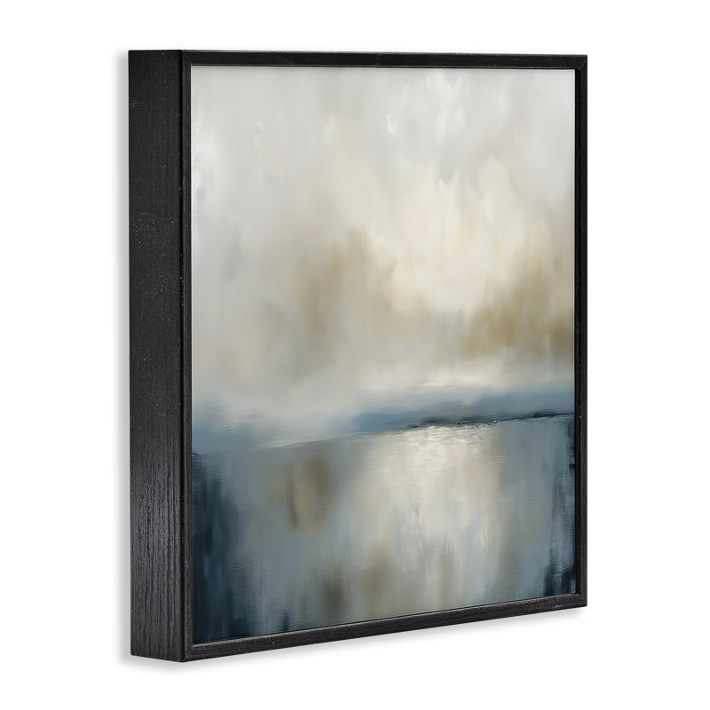 Abstrait bleu deux fois, estampe numérique, conception par Annabelle Hall, Giclée encadrée noir minuit, H 12 po x l 12 po
