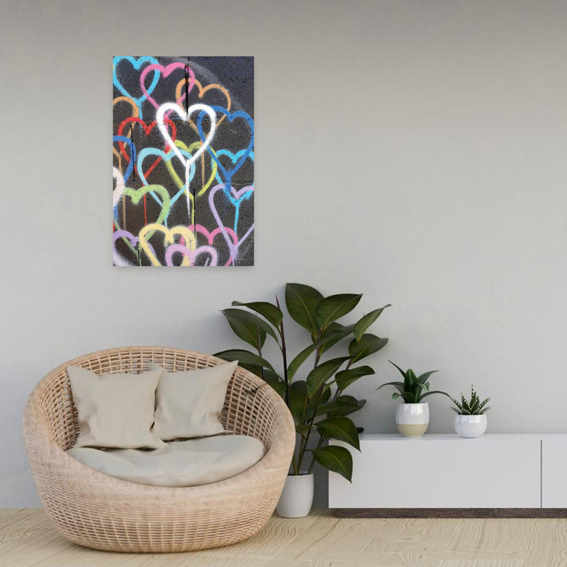 Graffiti Hearts Colourful Abstract Contemporary Urban Architecture Art, 24" H x 16" W
