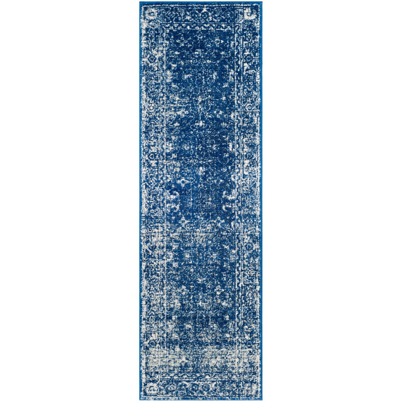 Tapis oriental bleu marine / ivoire Abdel, Tapis de couloir 2 pi 2 po x 7 pi