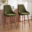 Upholstered Bar Stool with Wooden Legs Modern Counter Stool with Back & Footrest Comfortable Kitchen Island Stool for Home Bar-117671168