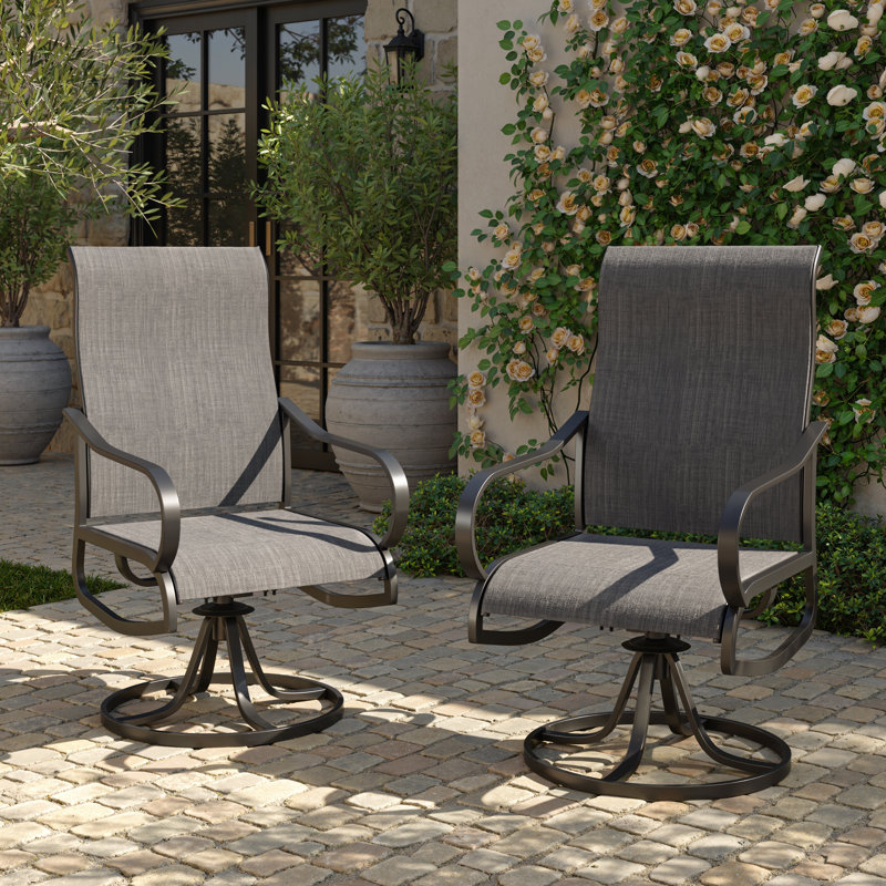 Fauteuil de patio pivotant Julessa, Gris foncé