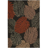 Ely Floral Handmade Black Indoor / Outdoor Area Rug