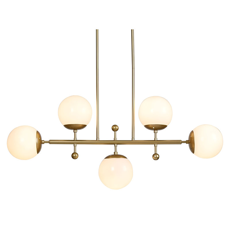 Luminaire suspendu horizontal en forme de globe en verre opale en forme de globe de 36,6 pouces Palko
