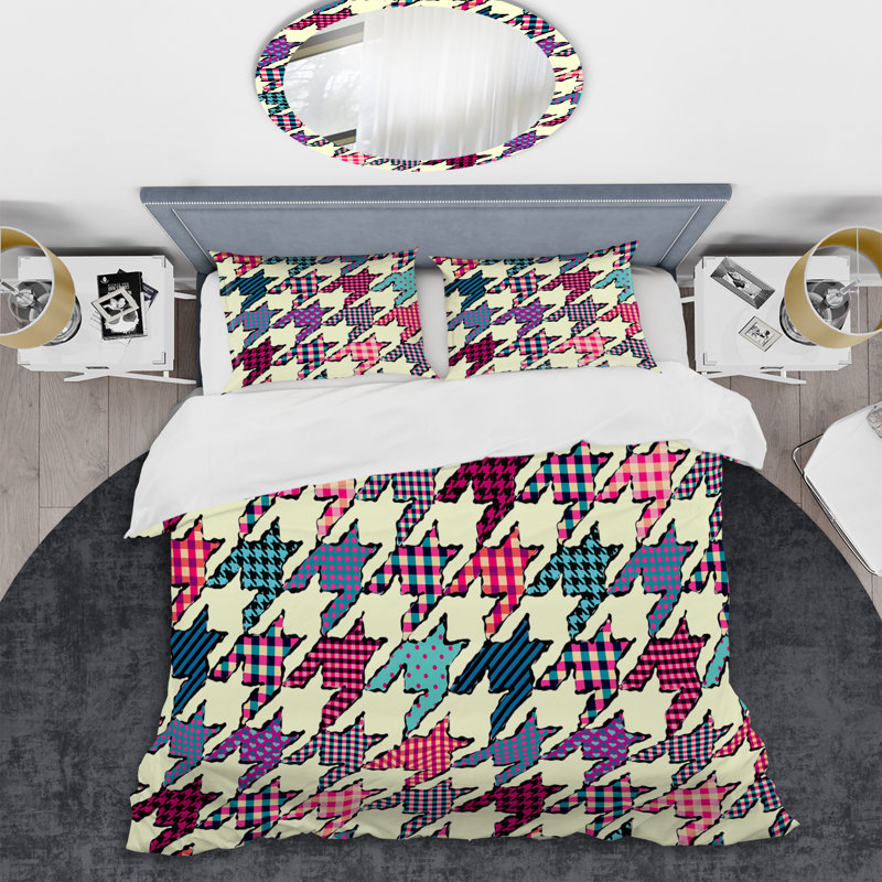 Multicolor Geometric Patchwork - Abstract Duvet Cover Set - Microfiber Polyester, Twin Duvet Cover + 1 Standard Sham
