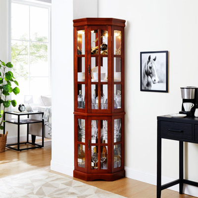 Vitrine de coin avec 5 tablettes et système d'éclairage