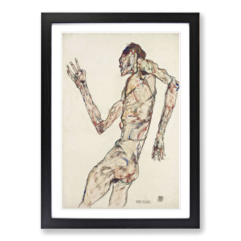 The Dancer by Egon Schiele - Picture Frame Painting, 36cm H x 27cm W x 2cm D, Black