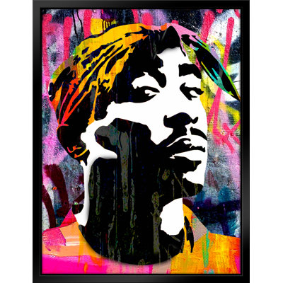 «Tupac Rap Pop Art», estampe numérique sur toile avec cadre flottant vertical