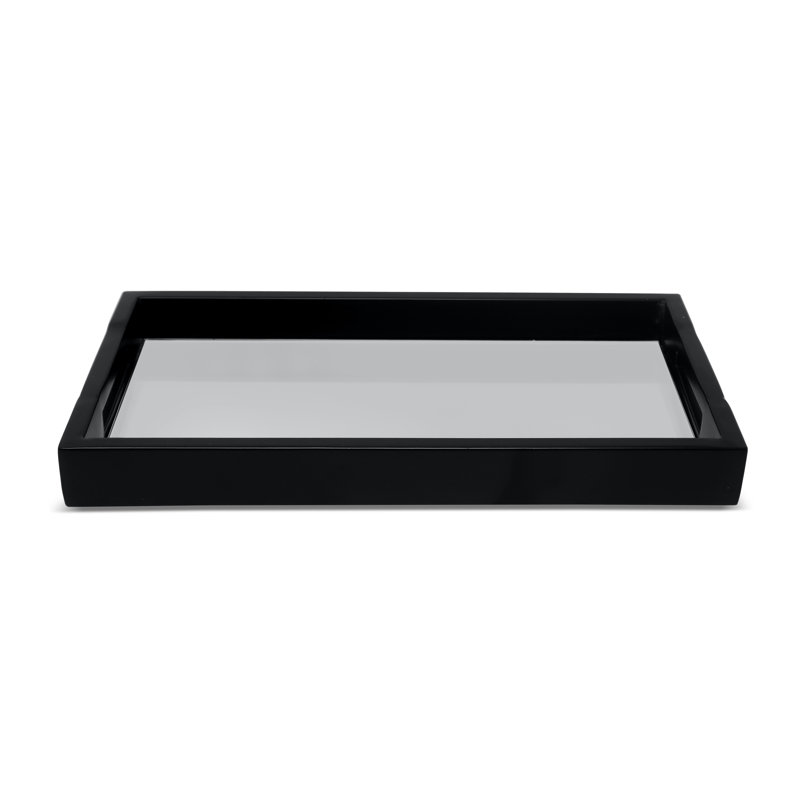 Rectangle Mirror Tray,  12"L x 7"W x 1.25"H, Black
