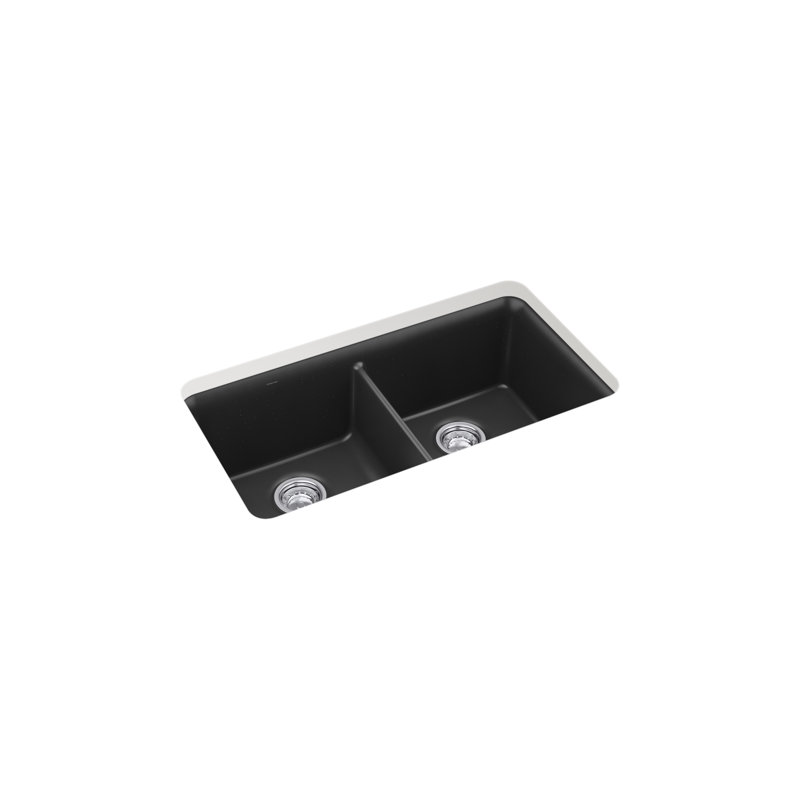 Gunnison 33.5'' L Double Basin Kitchen Sink, Black