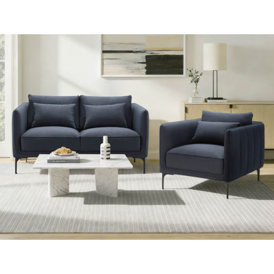 Rae 2-Piece Upholstered Living Room Set with Metal Legs