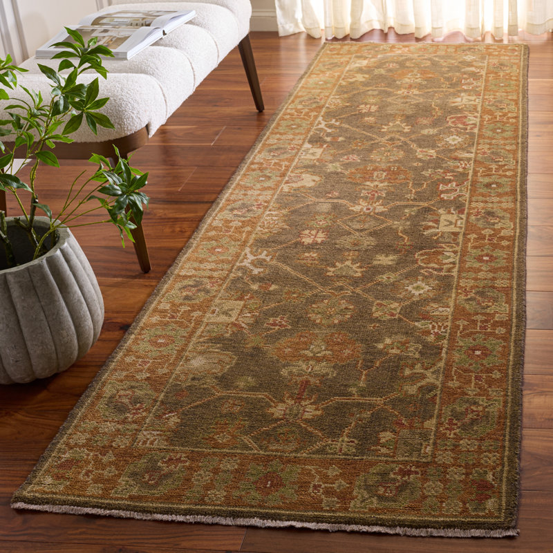 Tapis oriental en laine noué à la main Oushak, Tapis de couloir : 3 pi x 10 pi