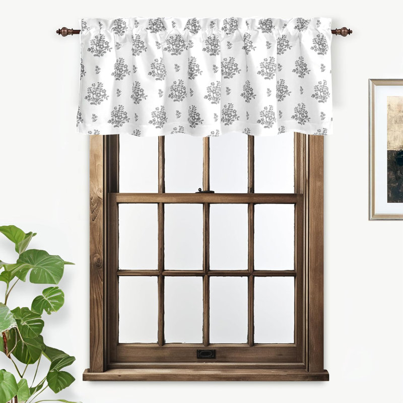 Cantonnière florale sur mesure 52 po, Gris