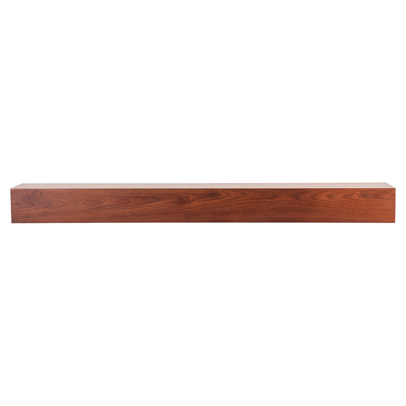 Modern Ember Walnut Creek Fireplace Mantel Shelf - 9" Depth, Close-Grain Details - Real Walnut Wood, 72", Burnt Sienna