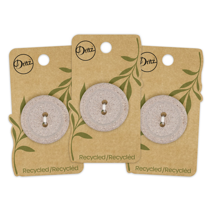 Dritz Recycled Macadamia Round Button, 34mm, Beige-Camel, 3 Buttons