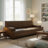 86.4" Genuine Leather Sofa Solid Wood Frame, Oil-waxed Finish, Modern Living Room Seating-1212462503
