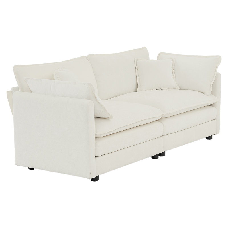 Canapé moderne en tissu pour causeuse pour le salon, Ivoire blanc