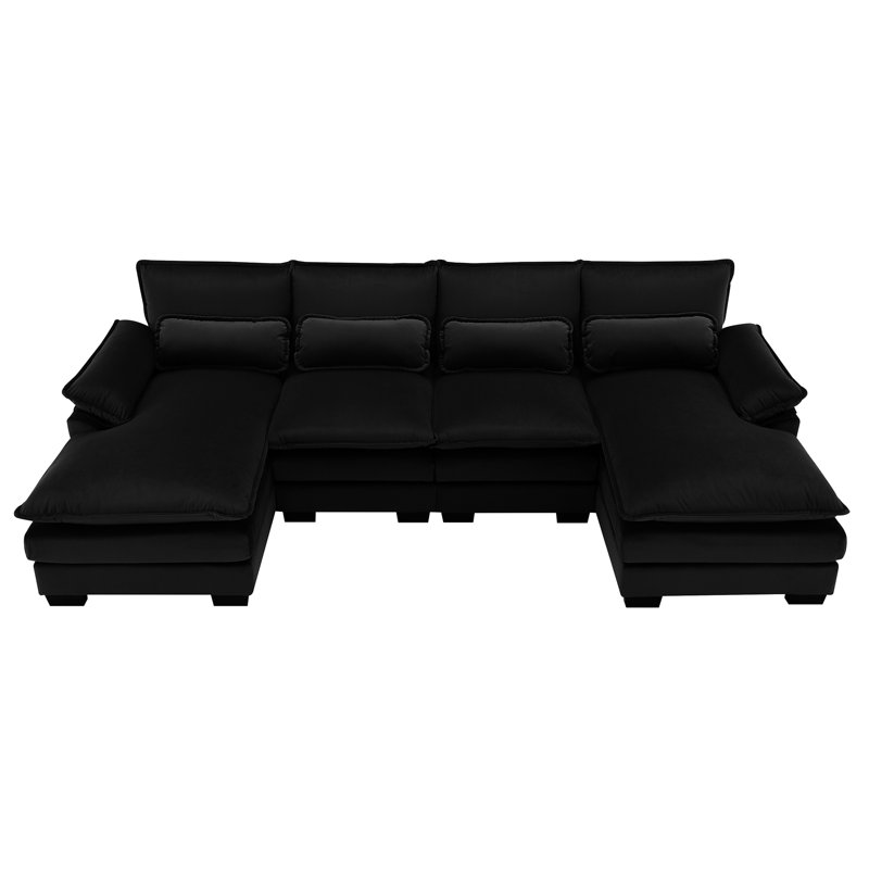 Double méridienne noire en tissu - Doux et coussins, expérience de relaxation supérieure