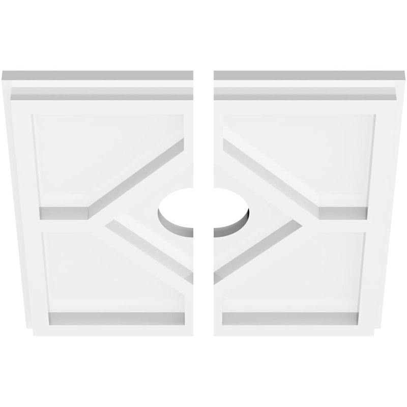 10"OD x 2"ID x 3 1/2"C x 1"P Embry Architectural Grade PVC Contemporary Ceiling Medallion, Two Piece, 1" H x 10" W x 10" D