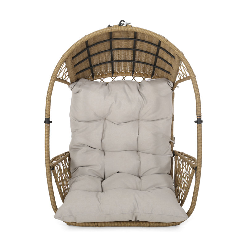 MALIA HANGING CHAIR, Beige Cushion/Natural Frame
