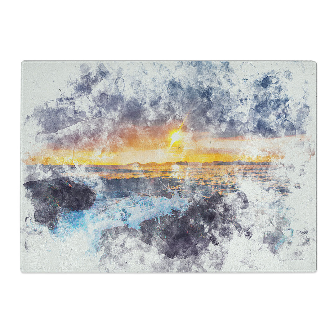 Tempered Glass Sunset over the Ocean Chopping Board
