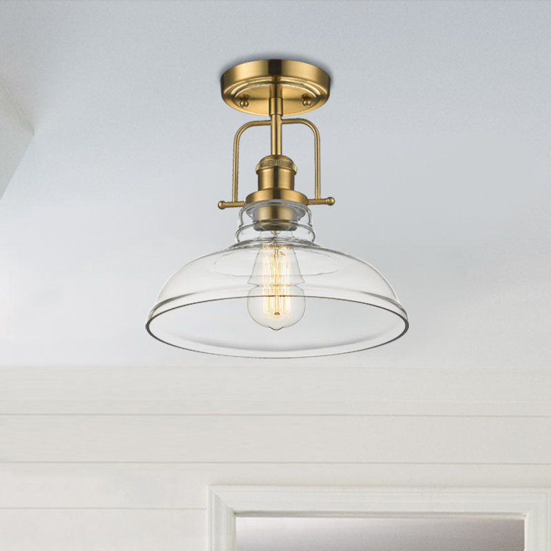 Doonfin Glass Semi Flush Mount, Champagne Bronze