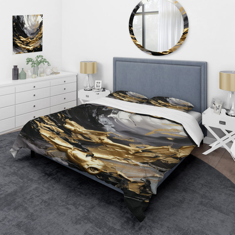 Ensemble de housse de couette en microfibre / polyester Golden Wave Reflections