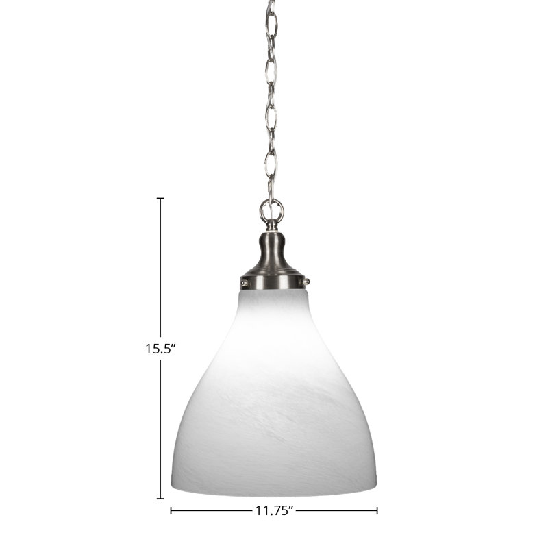 Luminaire suspendu à chaîne Juno avec verre 11,75 po, Nickel brossé, Gelé