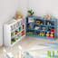 Bibliothèque à 3 niveaux avec tablette ouverte en bois avec base, présentoir 5 cubes et rangement en un-1837402946-1837403070