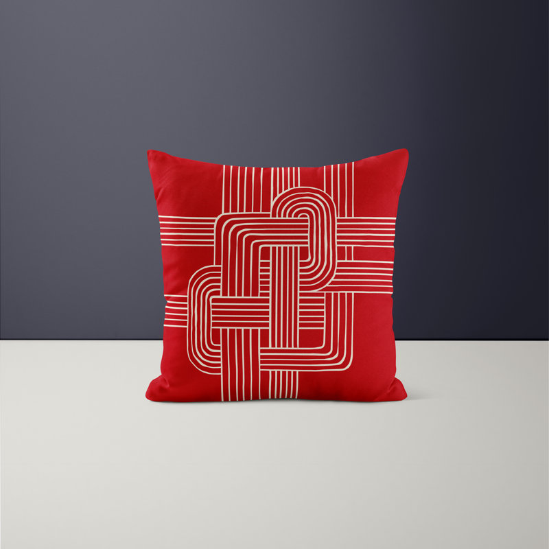 Jeté carré en polyester intérieur / extérieur, L 17 po x H 17 po, Rouge