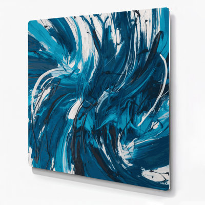 «Lyrical Abstraction 11», art mural en métal bleu