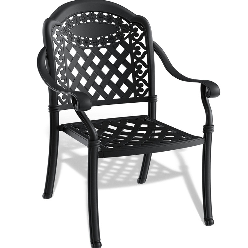 4Pcs Cast Aluminum Patio Chairs - Black Frame With Cushions For Garden Seating Noise-Minimizing