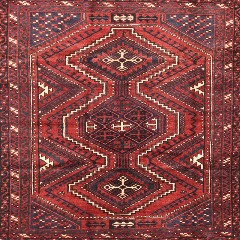 Tapis brun/beige/gris traditionnel Kadar, Carré 3 pi