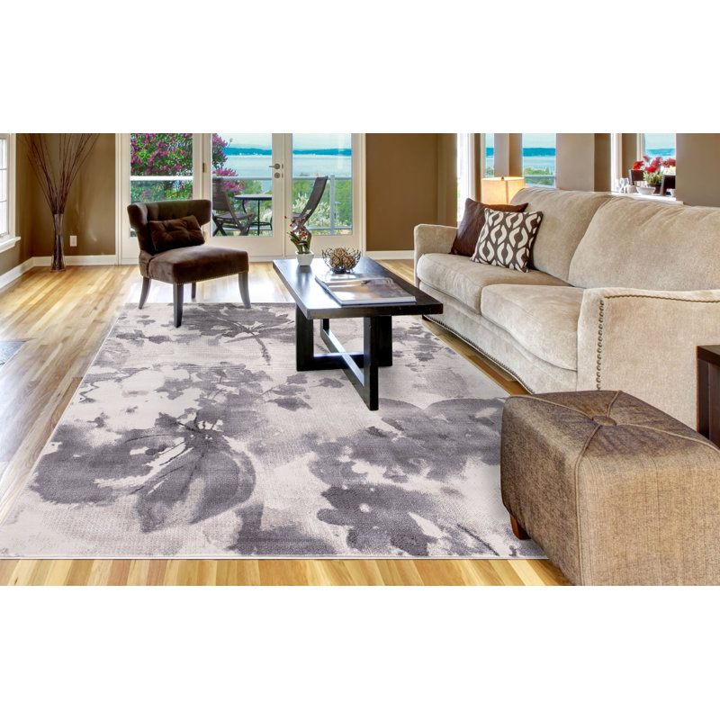 Tapis oriental oriental ivoire tissé à la machine, Rectangle 7 pi x 9 pi