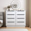 Commode blanche pour chambre à coucher, commode longue avec 8 tiroirs, commode en bois de 47,2 po de largeur avec 8 tiroirs, armoire de rangement pour vêtements de grande capacité, commodes larges pour vestibule de salon de chambre à coucher