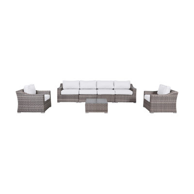 Moyeda Wicker Fully Assembled 6 - Person Seating Group with Cushions | Complete Outdoor Seating Set