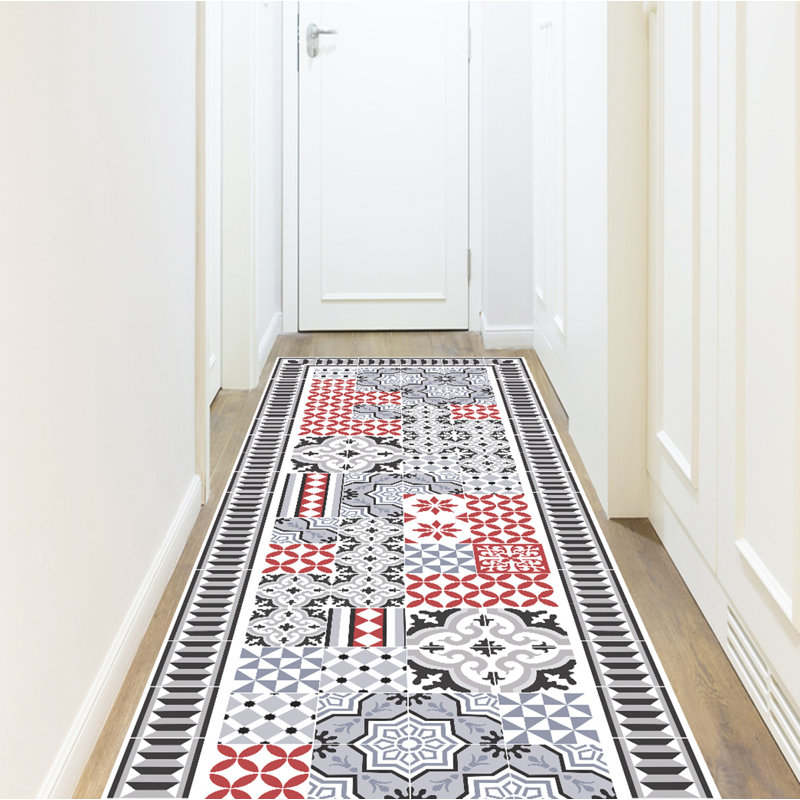 Aaheli Vinyl Machine Printed Area Rug, Rectangle 2'7.5" x 9'10.1"