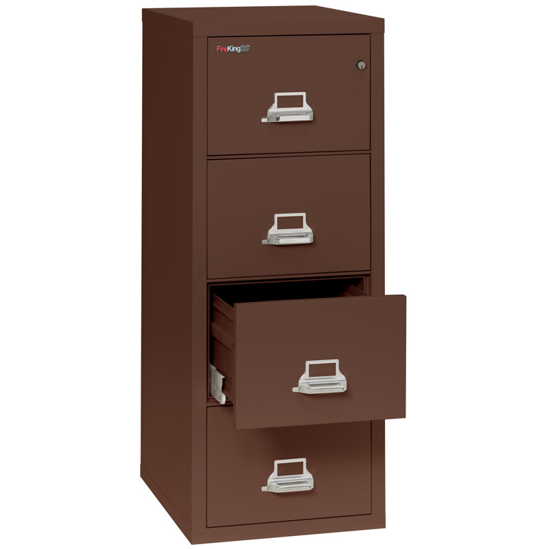 Fireproof 4 - Drawer File Cabinet, E-Lock, Brown