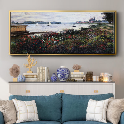 Riverbank at Argenteuil, 1877 - Framed Canvas