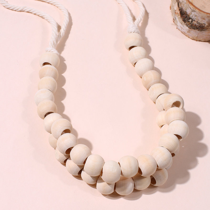 Beige Wooden Bead Curtain Tieback