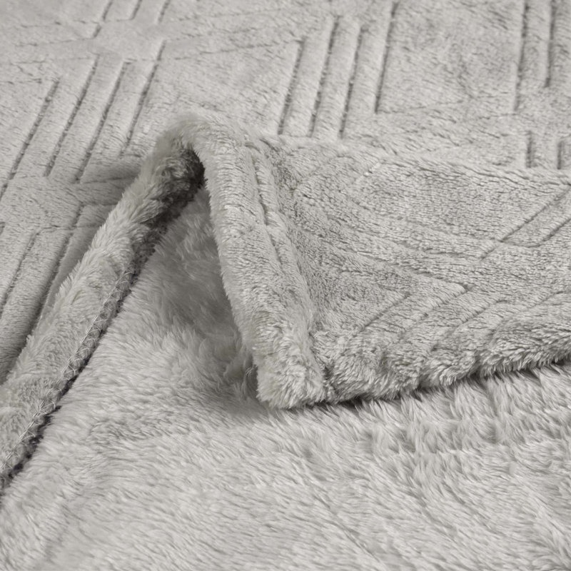 Couverture molletonnée en polyester moelleux Alaska, Double/Grand, Platine