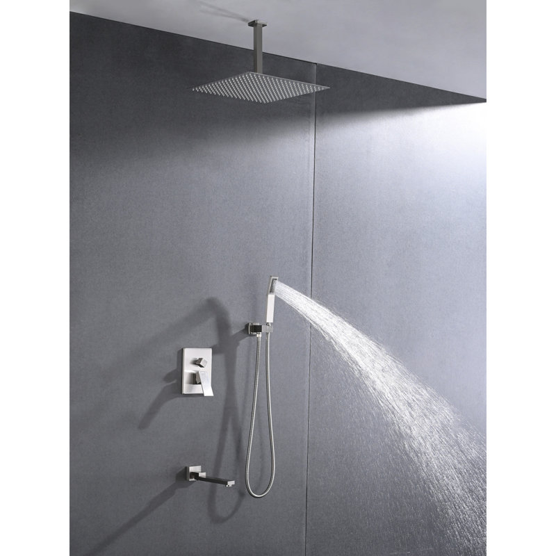 Ceiling Mounted Shower System Combo Set With Handheld And 16"Shower Head