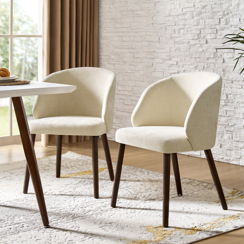 Kanalu Modern Dining Chair With Solid Wood Legs, Linen