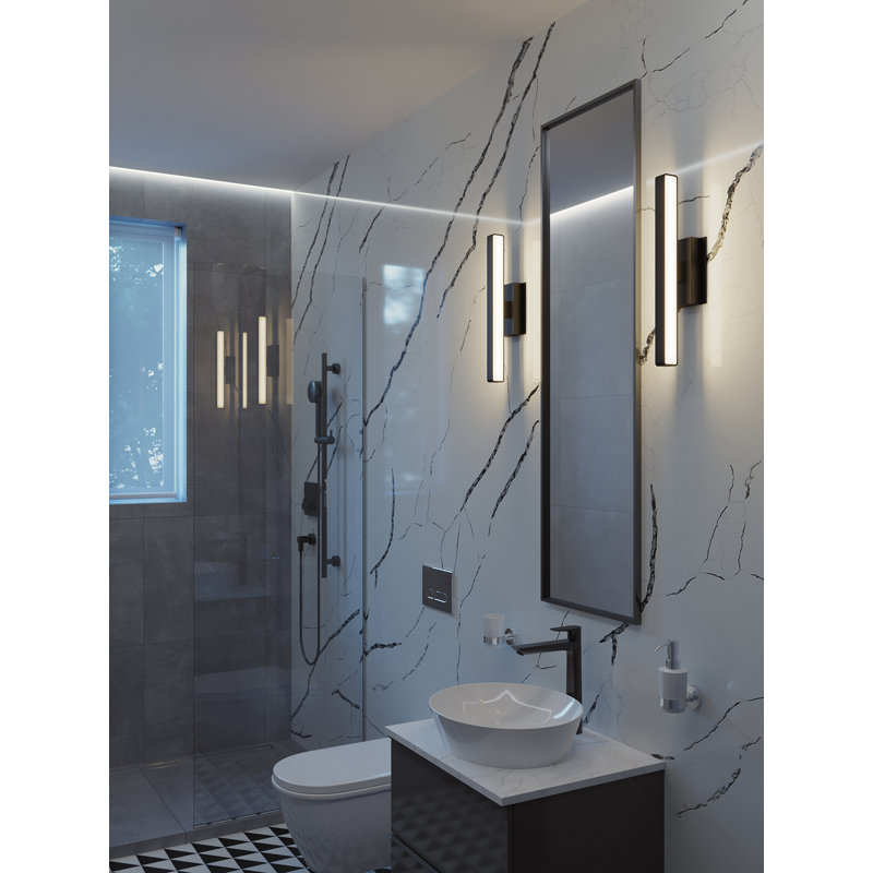 Barre d'éclairage de salle de bain à DEL à 2 lumières à intensité variable Zanera, Noir