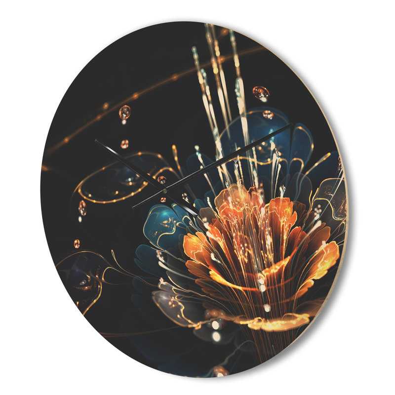 Horloge murale fleur avec gouttes d'eau, Moyenne