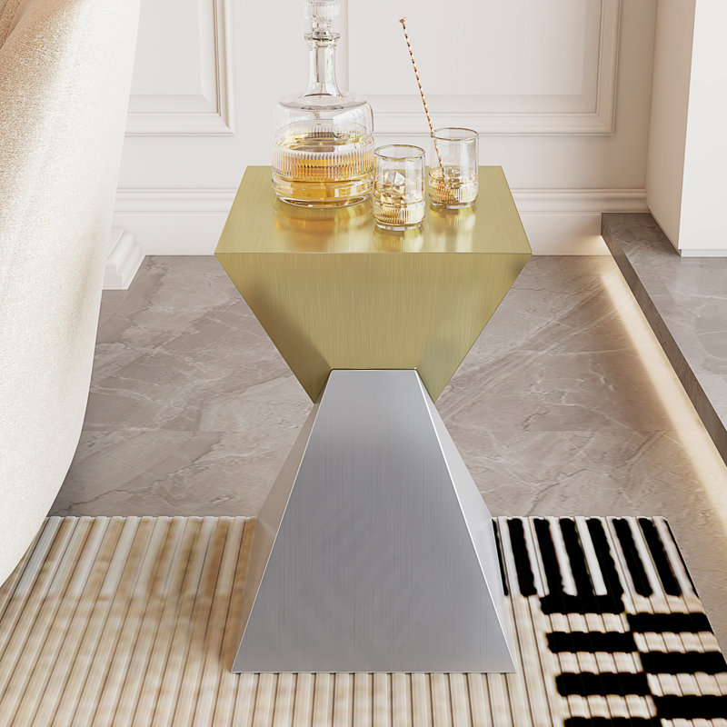 Table d'appoint abstraite moderne en acier inoxydable